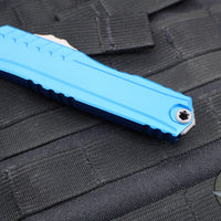 Microtech Cypher II 2024- Double Edge- Blue Finished Handle- Apocalyptic Plain Edge Blade 1242-10 APBL