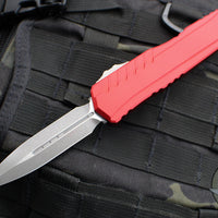 Microtech Cypher II 2024- Double Edge- Red Finished Handle- Apocalyptic Plain Edge Blade 1242-10 APRD