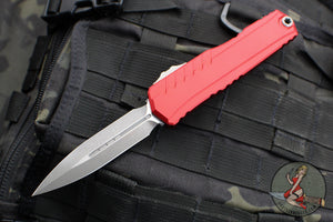 Microtech Cypher II 2024- Double Edge- Red Finished Handle- Apocalyptic Plain Edge Blade 1242-10 APRD