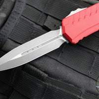 Microtech Cypher II 2024- Double Edge- Red Finished Handle- Apocalyptic Plain Edge Blade 1242-10 APRD