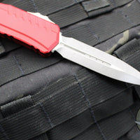 Microtech Cypher II 2024- Double Edge- Red Finished Handle- Apocalyptic Plain Edge Blade 1242-10 APRD