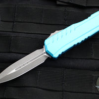 Microtech Cypher II 2024- Double Edge- Turquoise Finished Handle- Apocalyptic Plain Edge Blade 1242-10 APTQ