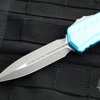 Microtech Cypher II 2024- Double Edge- Turquoise Finished Handle- Apocalyptic Plain Edge Blade 1242-10 APTQ