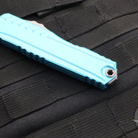 Microtech Cypher II 2024- Double Edge- Turquoise Finished Handle- Apocalyptic Plain Edge Blade 1242-10 APTQ