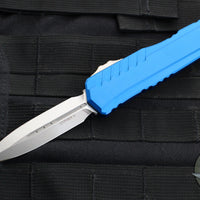 Microtech Cypher II 2024- Double Edge- Blue Handle- Stonewash Plain Edge Blade 1242-10 BL