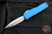 Microtech Cypher II 2024- Double Edge- Blue Handle- Stonewash Plain Edge Blade 1242-10 BL