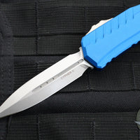 Microtech Cypher II 2024- Double Edge- Blue Handle- Stonewash Plain Edge Blade 1242-10 BL