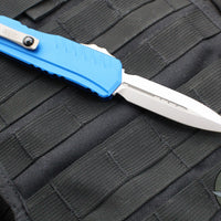 Microtech Cypher II 2024- Double Edge- Blue Handle- Stonewash Plain Edge Blade 1242-10 BL