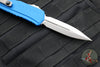 Microtech Cypher II 2024- Double Edge- Blue Handle- Stonewash Plain Edge Blade 1242-10 BL