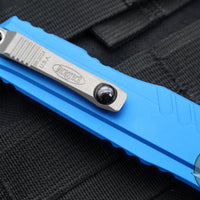 Microtech Cypher II 2024- Double Edge- Blue Handle- Stonewash Plain Edge Blade 1242-10 BL