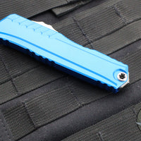 Microtech Cypher II 2024- Double Edge- Blue Handle- Stonewash Plain Edge Blade 1242-10 BL