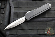 Microtech Cypher II 2024- Double Edge- Black Handle- Stonewash Plain Edge Blade 1242-10