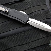 Microtech Cypher II 2024- Double Edge- Black Handle- Stonewash Plain Edge Blade 1242-10