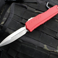 Microtech Cypher II 2024- Double Edge- Red Handle- Stonewash Plain Edge Blade 1242-10 RD