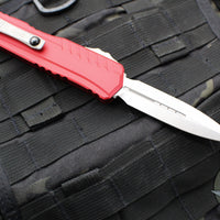 Microtech Cypher II 2024- Double Edge- Red Handle- Stonewash Plain Edge Blade 1242-10 RD