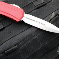 Microtech Cypher II 2024- Double Edge- Red Handle- Stonewash Plain Edge Blade 1242-10 RD