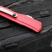 Microtech Cypher II 2024- Double Edge- Red Handle- Stonewash Plain Edge Blade 1242-10 RD