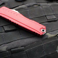 Microtech Cypher II 2024- Double Edge- Red Handle- Stonewash Plain Edge Blade 1242-10 RD