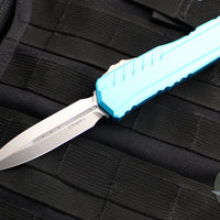 Microtech Cypher II 2024- Double Edge- Turquoise Handle- Stonewash Plain Edge Blade 1242-10 TQ