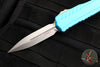 Microtech Cypher II 2024- Double Edge- Turquoise Handle- Stonewash Plain Edge Blade 1242-10 TQ