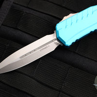 Microtech Cypher II 2024- Double Edge- Turquoise Handle- Stonewash Plain Edge Blade 1242-10 TQ