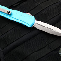 Microtech Cypher II 2024- Double Edge- Turquoise Handle- Stonewash Plain Edge Blade 1242-10 TQ