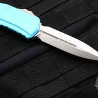 Microtech Cypher II 2024- Double Edge- Turquoise Handle- Stonewash Plain Edge Blade 1242-10 TQ