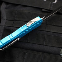 Microtech Cypher II 2024- Double Edge- Turquoise Handle- Stonewash Plain Edge Blade 1242-10 TQ