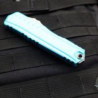 Microtech Cypher II 2024- Double Edge- Turquoise Handle- Stonewash Plain Edge Blade 1242-10 TQ