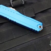 Microtech Cypher II 2024- Double Edge- Blue Finished Handle- Apocalyptic Part Serrated Edge Blade 1242-11 APBL