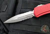 Microtech Cypher II- Double Edge- Red Finished Handle- Apocalyptic Part Serrated Edge Blade 1242-11 APRD