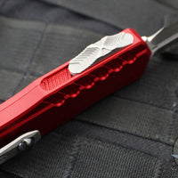 Microtech Cypher II- Double Edge- Red Finished Handle- Apocalyptic Part Serrated Edge Blade 1242-11 APRD