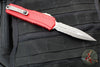 Microtech Cypher II- Double Edge- Red Finished Handle- Apocalyptic Part Serrated Edge Blade 1242-11 APRD