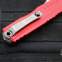 Microtech Cypher II- Double Edge- Red Finished Handle- Apocalyptic Part Serrated Edge Blade 1242-11 APRD