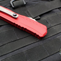 Microtech Cypher II- Double Edge- Red Finished Handle- Apocalyptic Part Serrated Edge Blade 1242-11 APRD