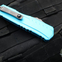 Microtech Cypher II 2024- Double Edge- Turquoise Finished Handle- Apocalyptic Part Serrated Edge Blade 1242-11 APTQ