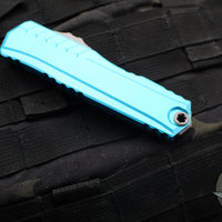 Microtech Cypher II 2024- Double Edge- Turquoise Finished Handle- Apocalyptic Part Serrated Edge Blade 1242-11 APTQ