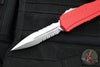 Microtech Cypher II 2025- Double Edge- Red Handle- Stonewash Part Serrated Edge Blade 1242-11 RD