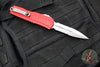 Microtech Cypher II 2025- Double Edge- Red Handle- Stonewash Part Serrated Edge Blade 1242-11 RD