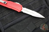 Microtech Cypher II 2025- Double Edge- Red Handle- Stonewash Part Serrated Edge Blade 1242-11 RD