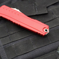 Microtech Cypher II 2025- Double Edge- Red Handle- Stonewash Part Serrated Edge Blade 1242-11 RD