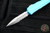 Microtech Cypher II 2024- Double Edge- Turquoise Handle- Stonewash Part Serrated Edge Blade 1242-11 TQ