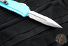 Microtech Cypher II 2024- Double Edge- Turquoise Handle- Stonewash Part Serrated Edge Blade 1242-11 TQ