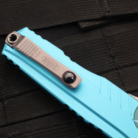 Microtech Cypher II 2024- Double Edge- Turquoise Handle- Stonewash Part Serrated Edge Blade 1242-11 TQ