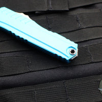 Microtech Cypher II 2024- Double Edge- Turquoise Handle- Stonewash Part Serrated Edge Blade 1242-11 TQ