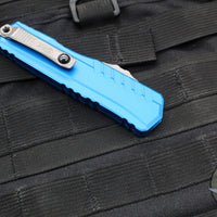 Microtech Cypher II 2024- Double Edge- Blue Handle- Apocalyptic Full Serrated Edge Blade 1242-12 APBL