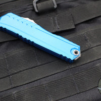 Microtech Cypher II 2024- Double Edge- Blue Handle- Apocalyptic Full Serrated Edge Blade 1242-12 APBL