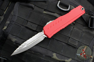 Microtech Cypher II 2024- Double Edge- Red Handle- Apocalyptic Full Serrated Edge Blade 1242-12 APRD