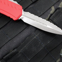 Microtech Cypher II 2024- Double Edge- Red Handle- Apocalyptic Full Serrated Edge Blade 1242-12 APRD