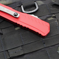 Microtech Cypher II 2024- Double Edge- Red Handle- Apocalyptic Full Serrated Edge Blade 1242-12 APRD